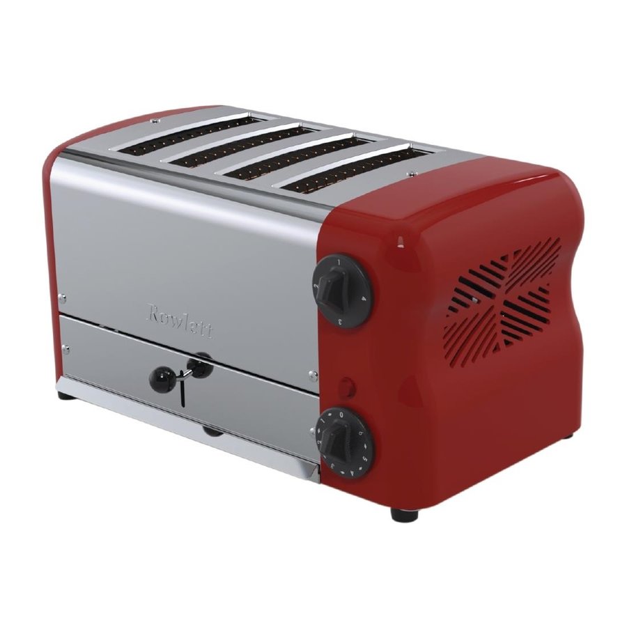 Grille-pain en acier inoxydable | 4 emplacements | Rouge