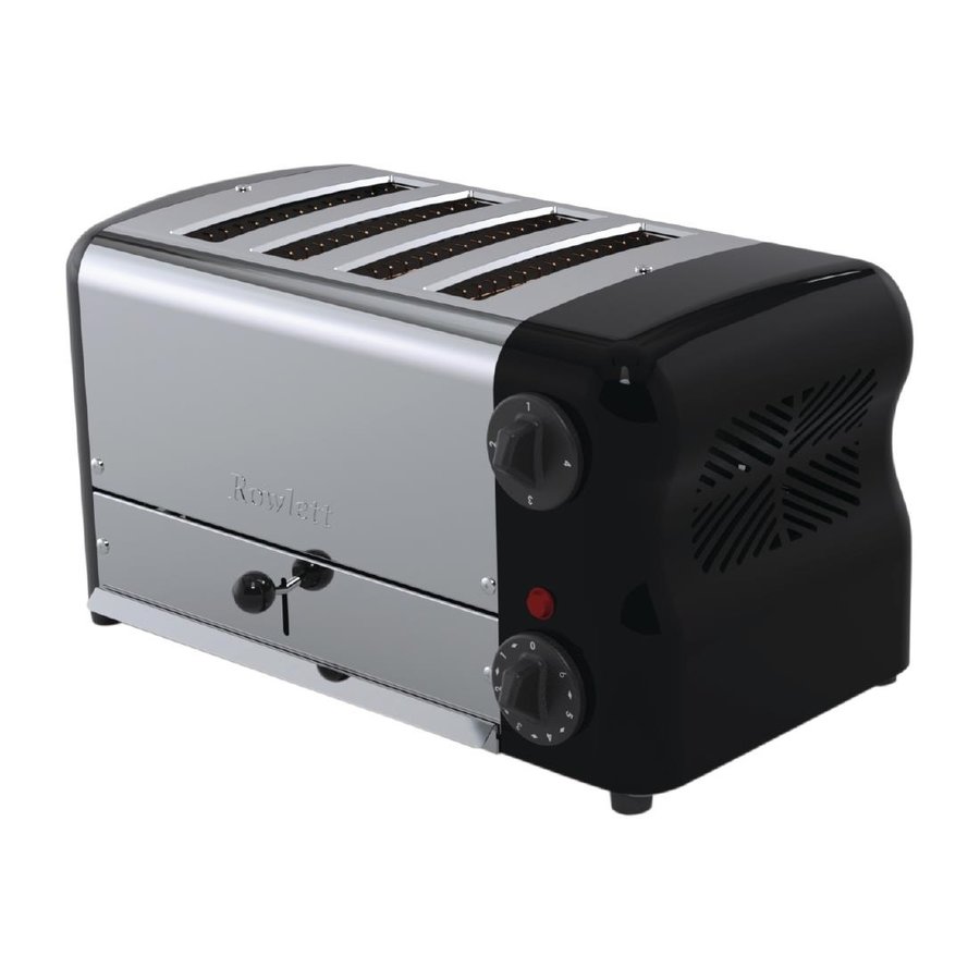 Grille-pain en acier inoxydable | 4 emplacements | Noir