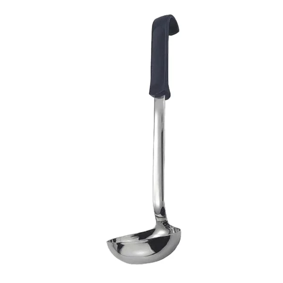 Serving spoon with black handle | Stainless steel 34 cm