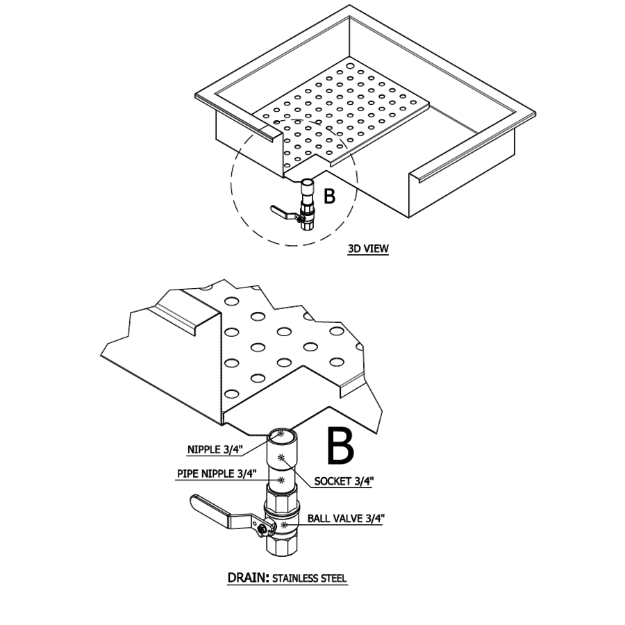 Bac à glace pilée | 3/1 GN Encastrable | Acier inoxydable AISI 304