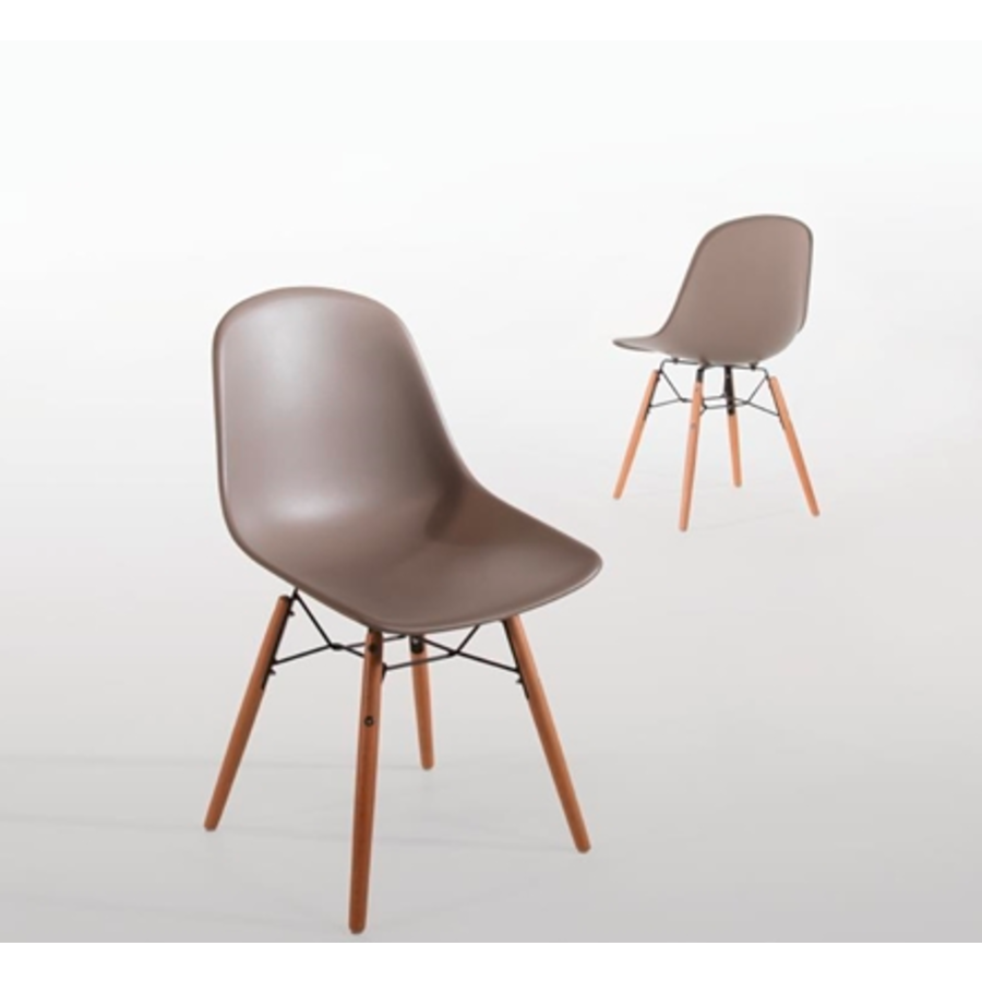 Plastic Chairs Brown with Wooden Legs (2 pieces)