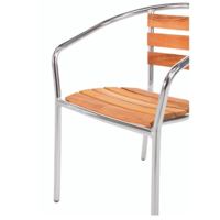 Chaise de terrasse Bois/Aluminium avec accoudoirs | 4 pièces