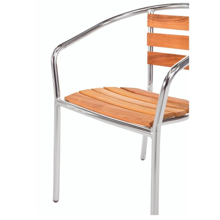 Chaise de terrasse Bois/Aluminium avec accoudoirs | 4 pièces