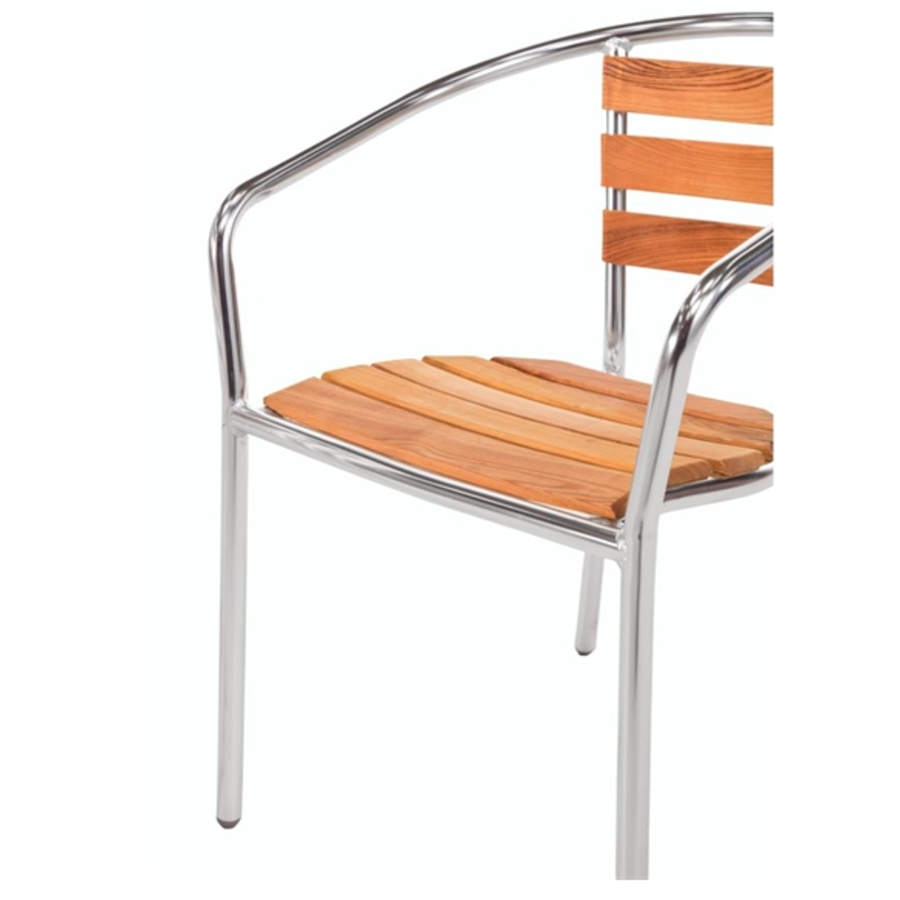 Patio Chair Wood/Aluminium with Armrest | 4 pieces