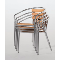 Patio Chair Wood/Aluminium with Armrest | 4 pieces