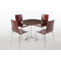 Chaise sans accoudoirs aspect noyer | 4 pièces