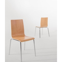 Chaise sans accoudoirs Aspect hêtre | 4 pièces