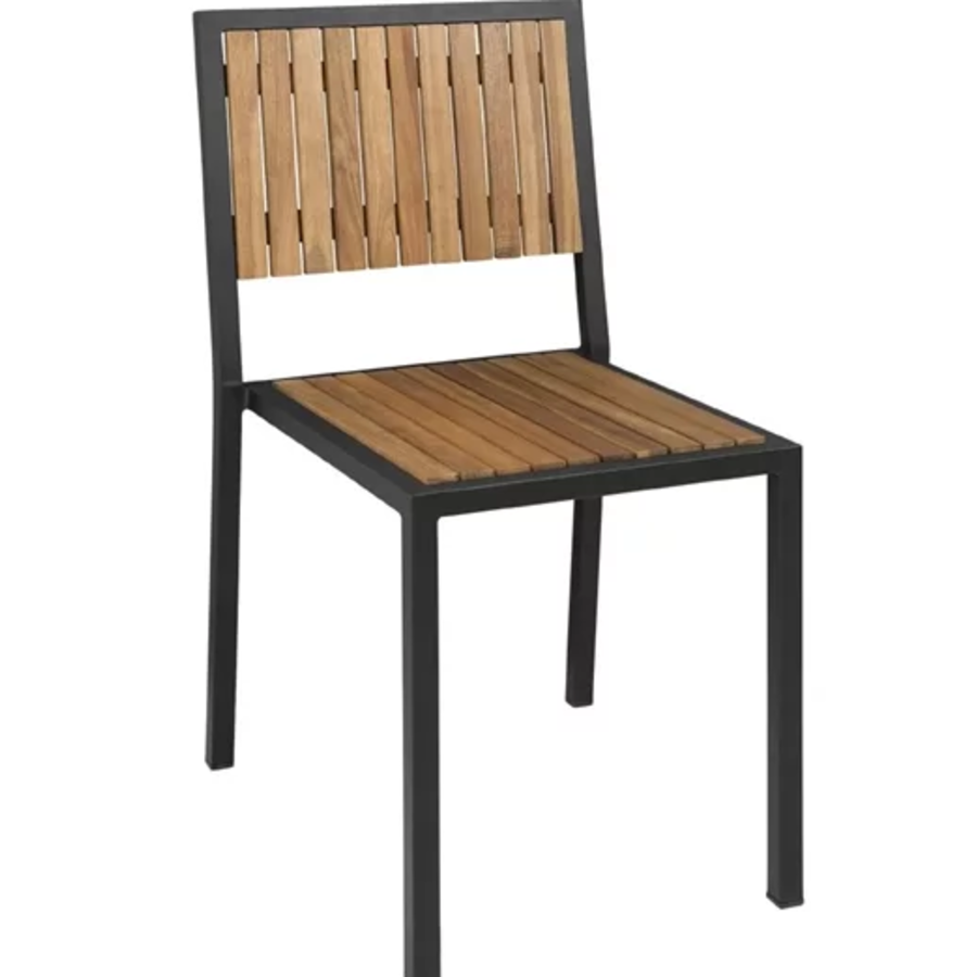 Chaises en acier et bois d'acacia | 4 pièces