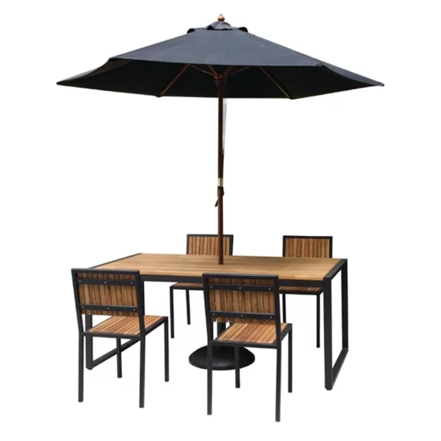 Chaises en acier et bois d'acacia | 4 pièces