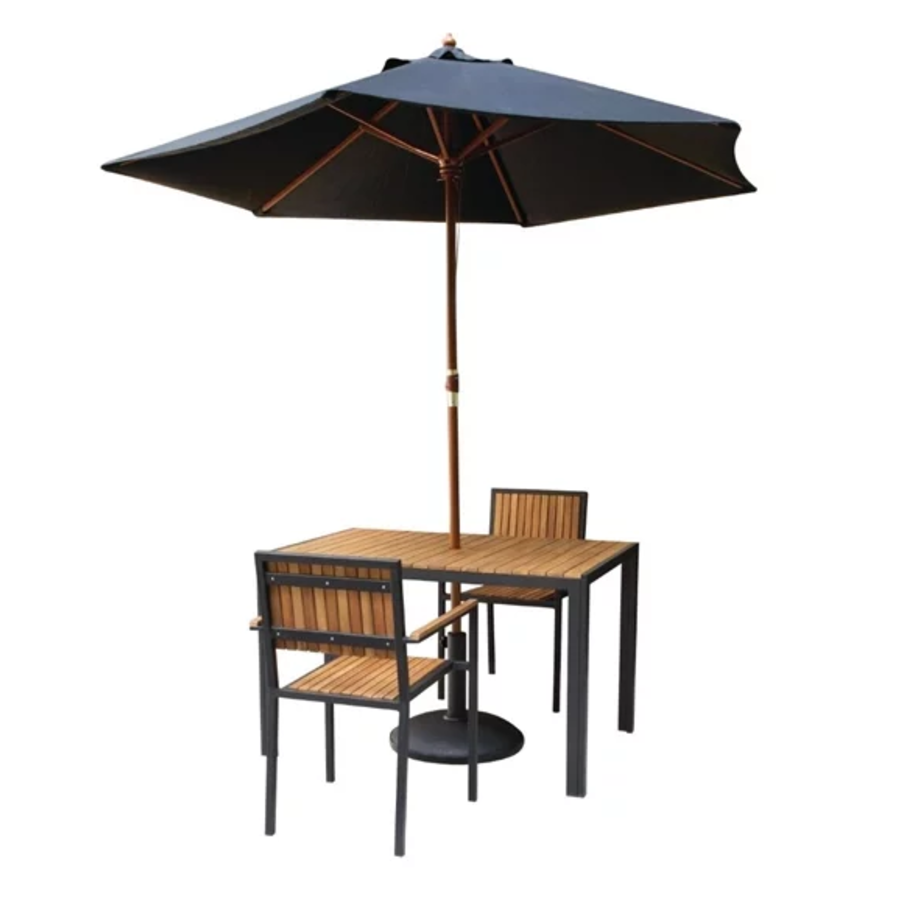 Chaises en acier et bois d'acacia avec accoudoirs | 4 pièces