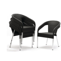 Chaises de luxe en rotin noir | ensemble de 4 pièces