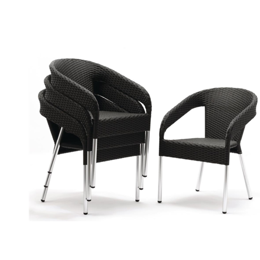 Luxury Rattan Chairs Black | set of 4 pieces