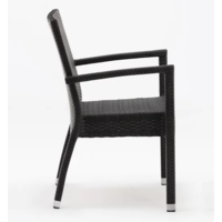 Chaise en rotin de luxe noire | ensemble de 4 pièces