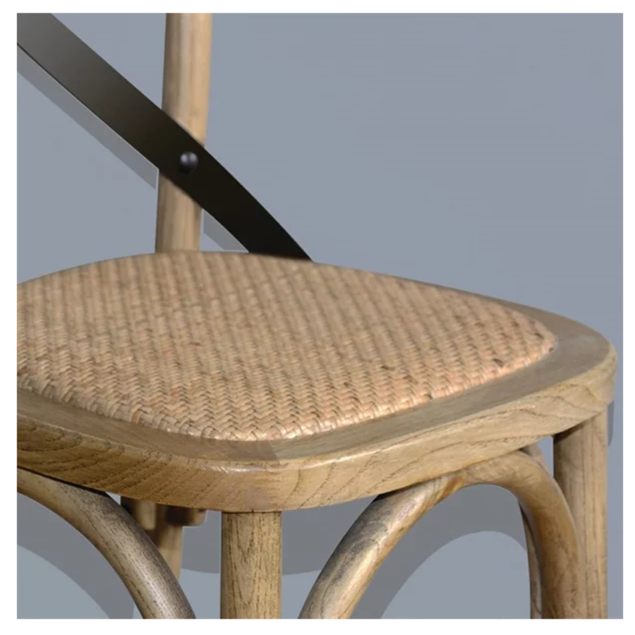 Tabouret de bar en bois avec dossier croisé