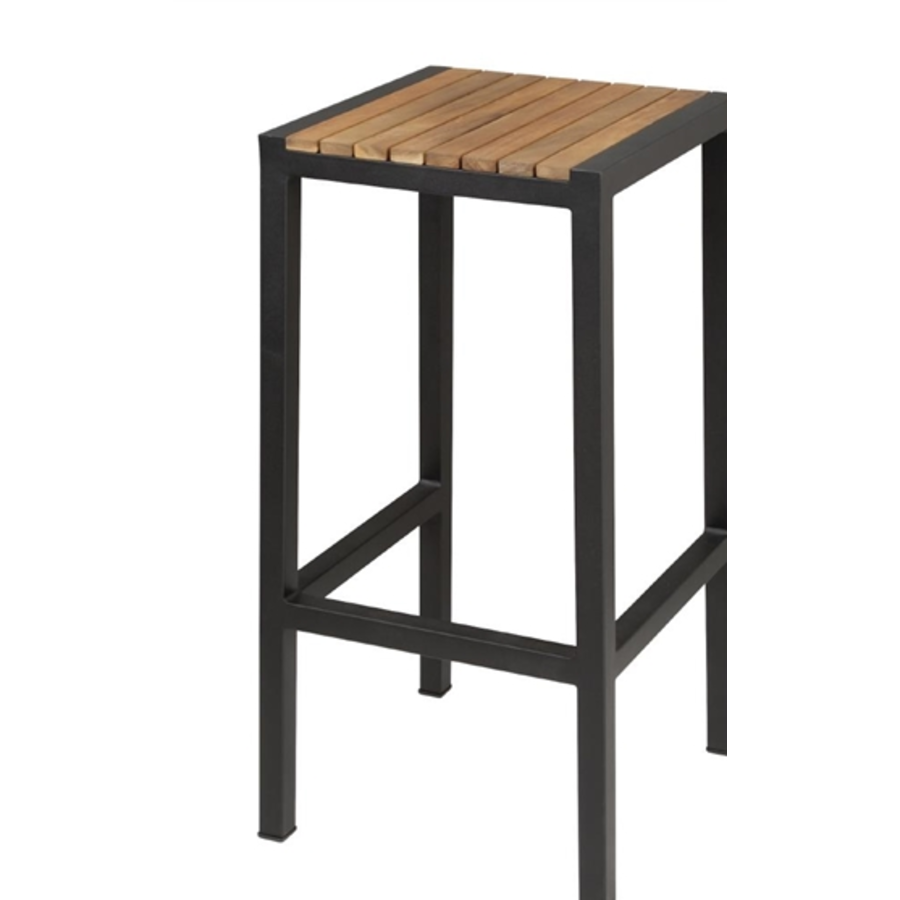 Steel and Acacia Wood Bar Stools