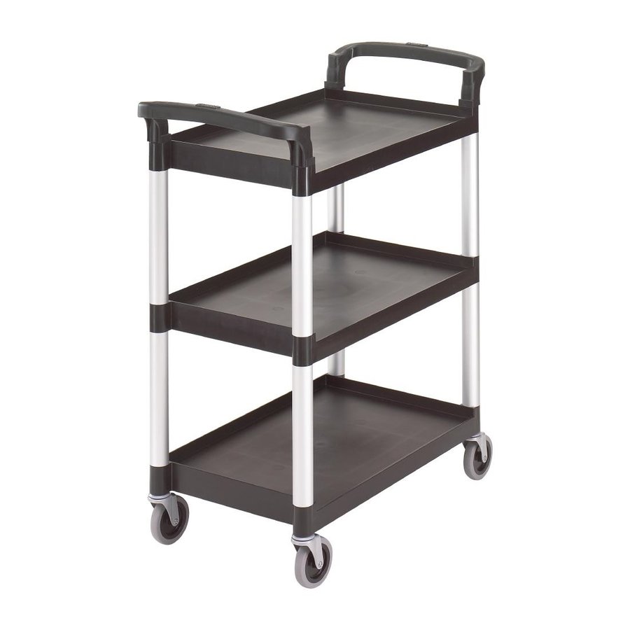 Chariot de service en plastique | 3 feuilles | Noir