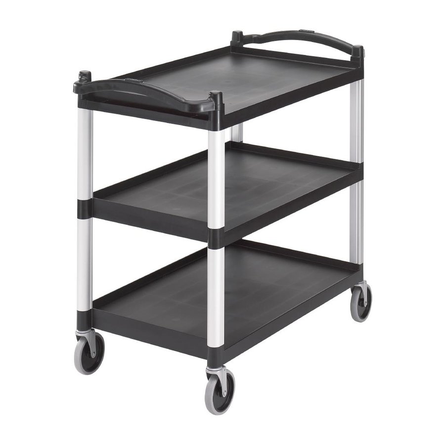 Chariot de service en plastique | 3 feuilles | Noir | max. 180 kg