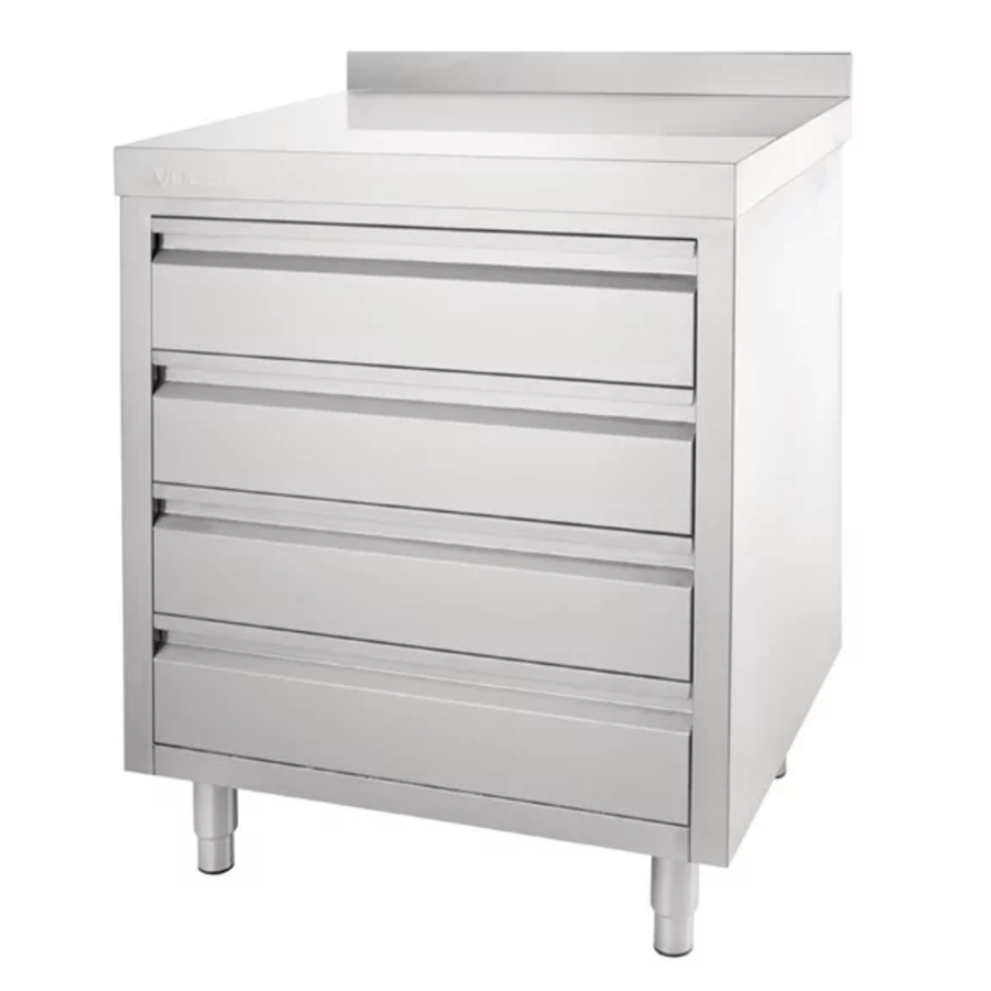 Stainless steel workbench with 4 drawers