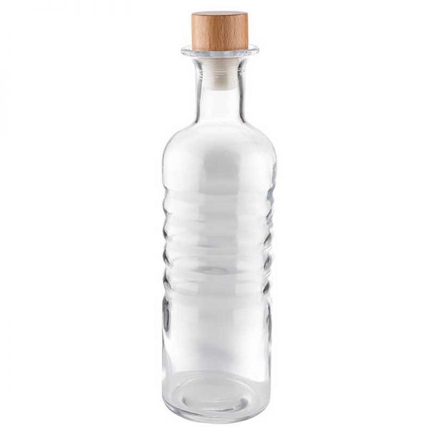 ACQUA DI AMALFI Glass Decanter with Lid, Water Carafe, 1.5 Litres, Glass Jug with Lid, Leak-proof and High Quality, Ideal for Lemonade, Water and Tea (BLUE/BAMBOO
