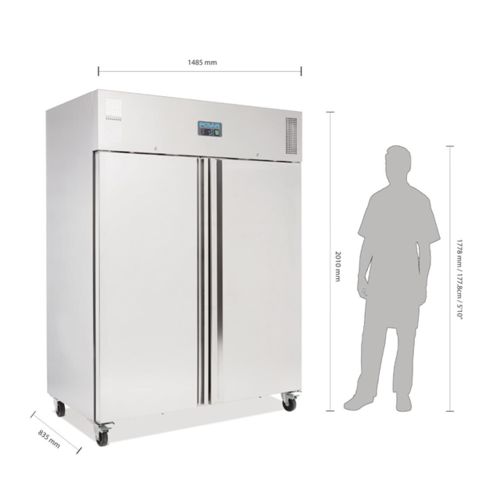  Polar Professional 2-door freezer | stainless steel | 1300L 