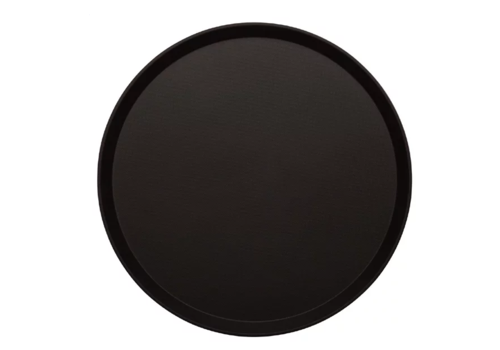  Cambro Round Non-Slip Fiberglass Serving Tray Black 