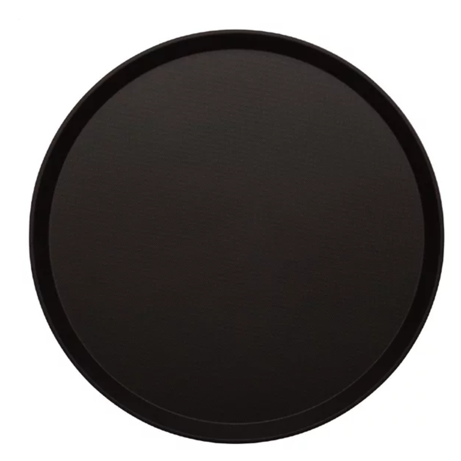 Round Non-Slip Fiberglass Serving Tray Black