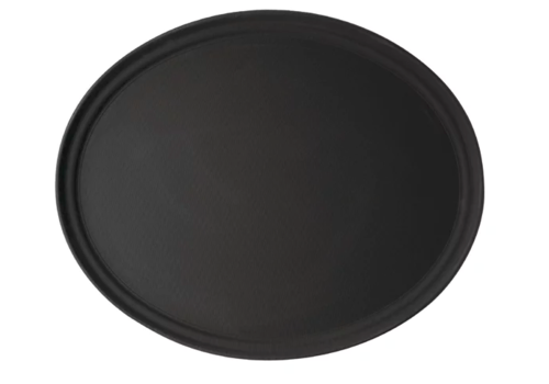  Cambro Plateau ovale antidérapant en fibre de verre noire | 68,5 x 56 cm| 