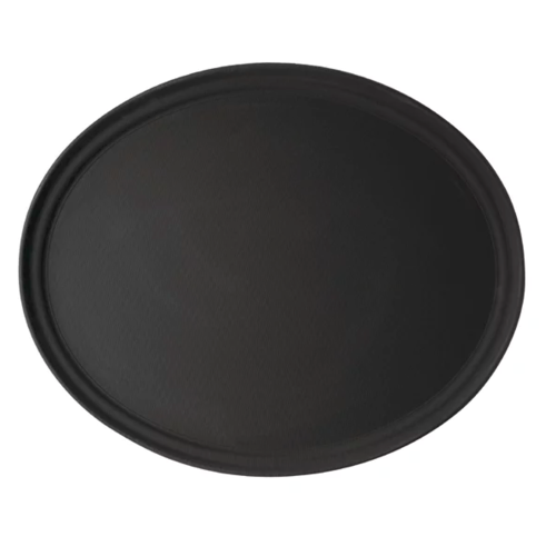  Cambro Plateau ovale antidérapant en fibre de verre noire | 68,5 x 56 cm| 