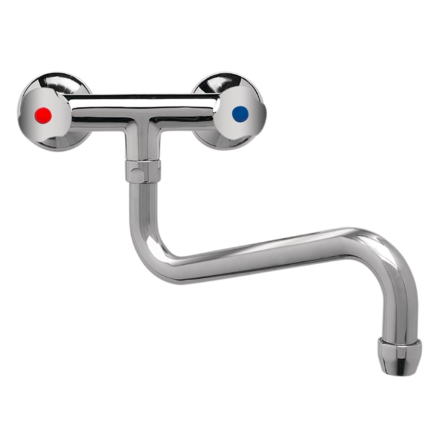 Duobloc wall-mounted mixer taps