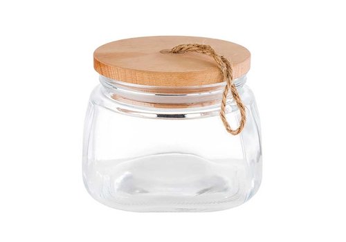  APS Bocal en verre avec couvercle en bois (3 tailles) 