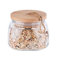 Bocal en verre avec couvercle en bois (3 tailles)