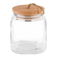 Bocal en verre avec couvercle en bois (3 tailles)