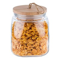 Bocal en verre avec couvercle en bois (3 tailles)
