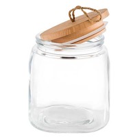 Glasgefäß mit Holzdeckel (3 Größen)