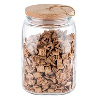 Bocal en verre avec couvercle en bois (3 tailles)