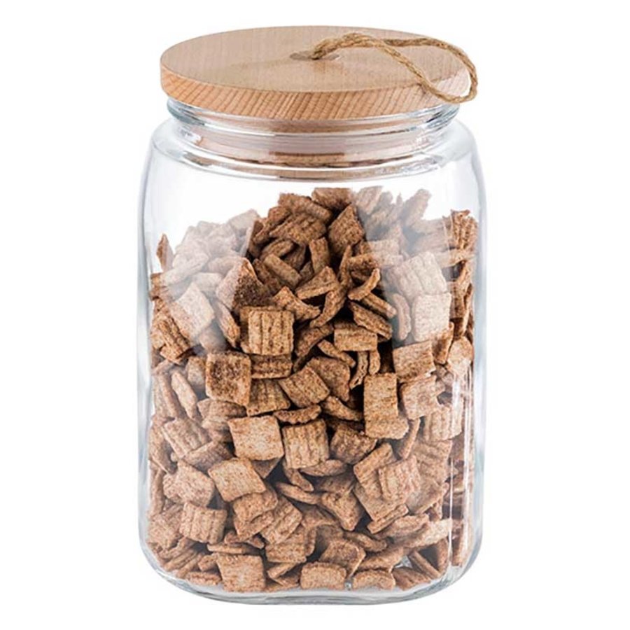 Bocal en verre avec couvercle en bois (3 tailles)