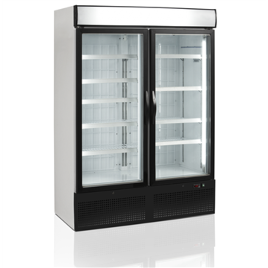 Congélateur vitrine en acier avec deux portes vitrées Noir | 984 litres
