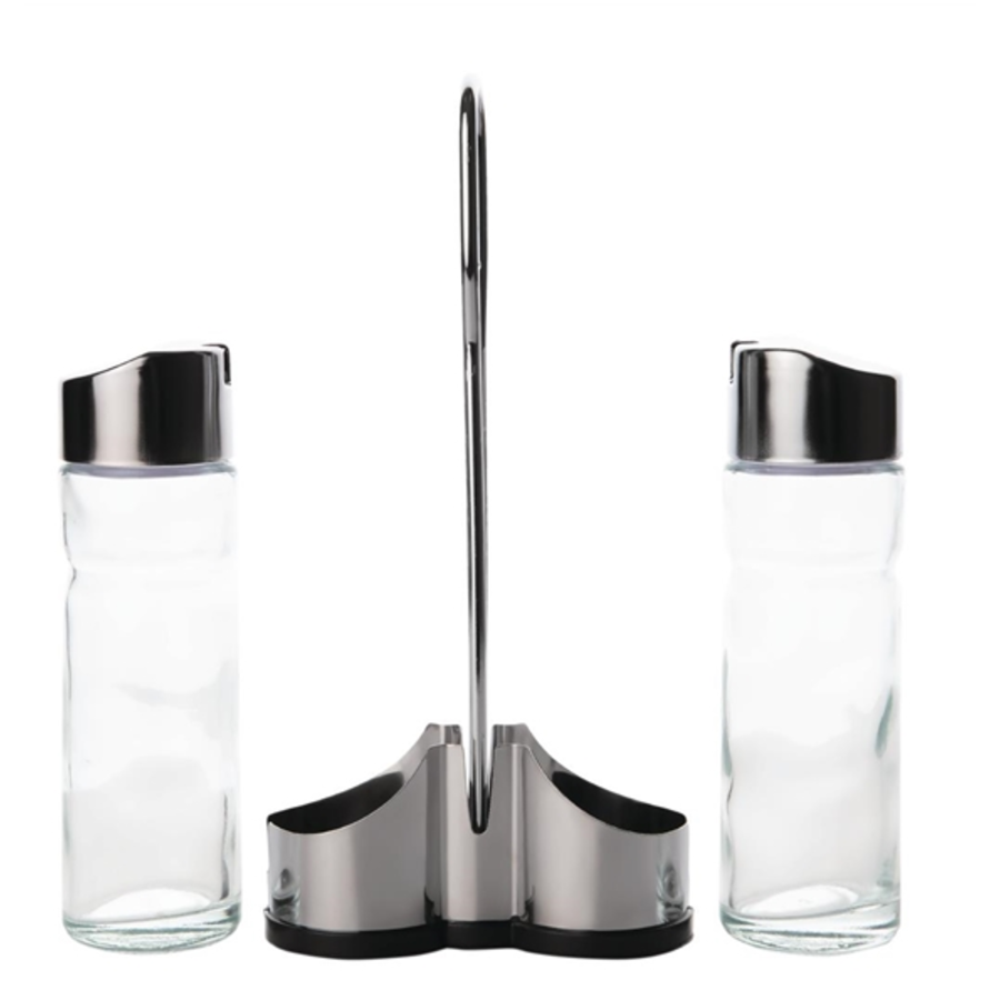 Stainless steel oil and vinegar set