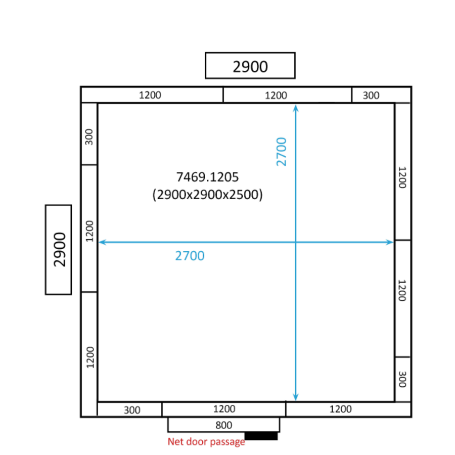 Chambre froide 290X290X250 cm