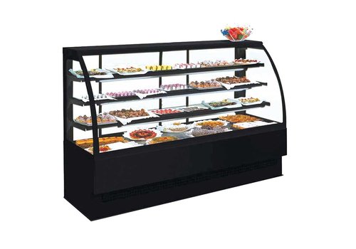  HorecaTraders Vitrine réfrigérée | Acier inoxydable/Noir | 4 formats 