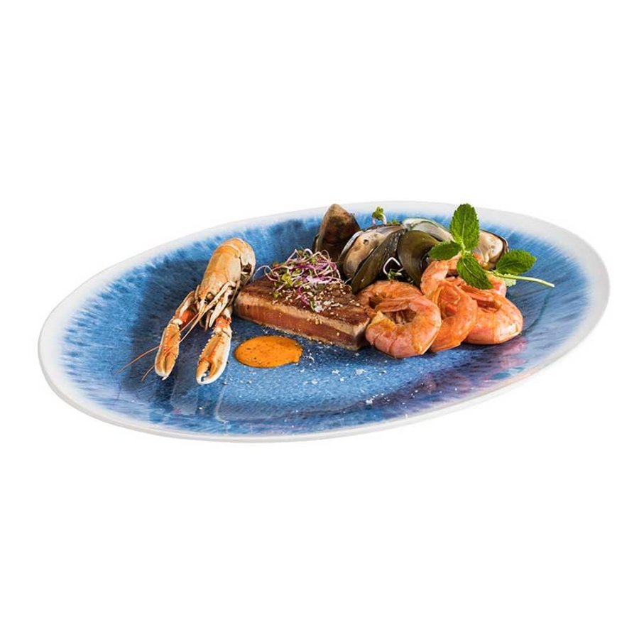 Melamine Serving tray 48.0 x 35.5 cm | Blue ocean line