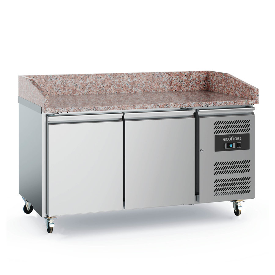 Établi à pizza | acier inoxydable | 390L | 2 portes