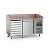 Ecofrost Établi à pizza | acier inoxydable | 1 porte et 7 tiroirs
