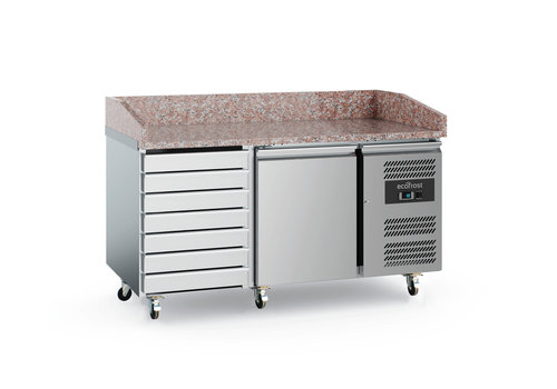  Ecofrost Établi à pizza | acier inoxydable | 1 porte et 7 tiroirs 