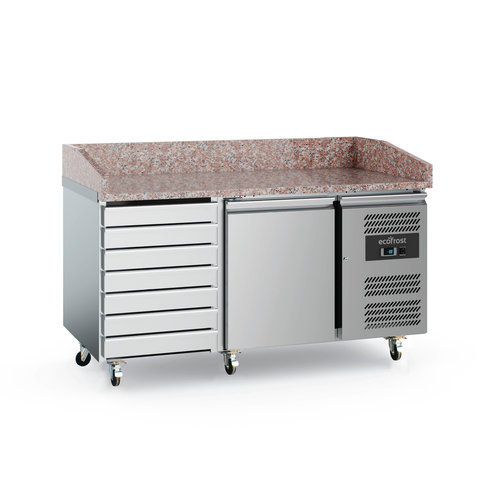  Ecofrost Établi à pizza | acier inoxydable | 1 porte et 7 tiroirs 