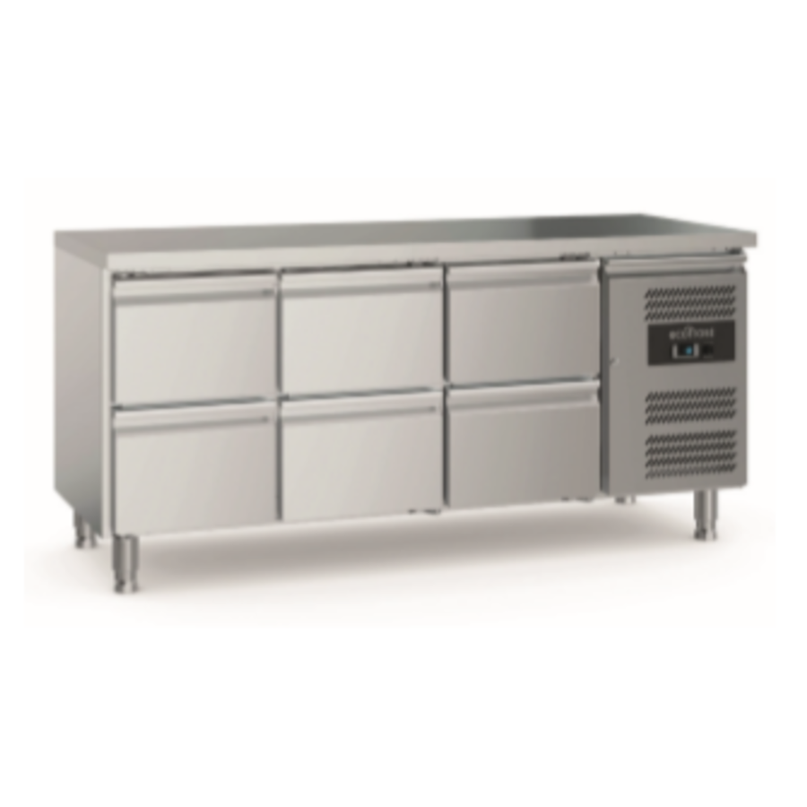 Banc de travail réfrigéré Ecofrost 700 | 6 Chargement | Avec pieds réglables