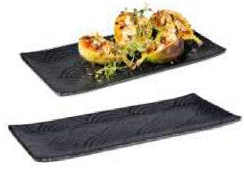  APS Black Melamine Serving Platter | Dark Wave | 2 formats 