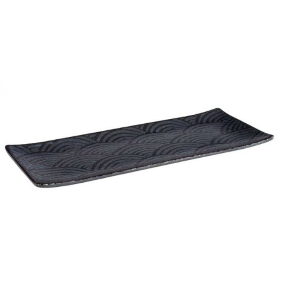 Black Melamine Serving Tray | Dark Wave | 2 sizes