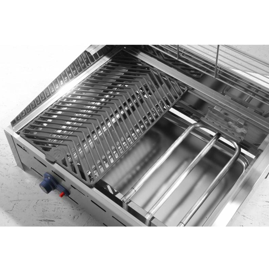 Feu vert avec 2 brûleurs | avec pare-vent | 2 grilles en acier inoxydable