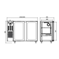 Bar fridge with 2 Glass Doors | 375 liters | 145.5x56.5x (H) 90.5cm